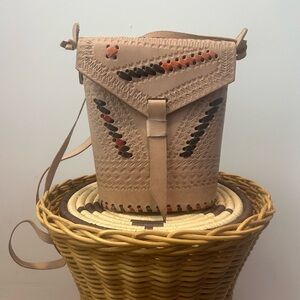 African tan Leather Crossbody Bag